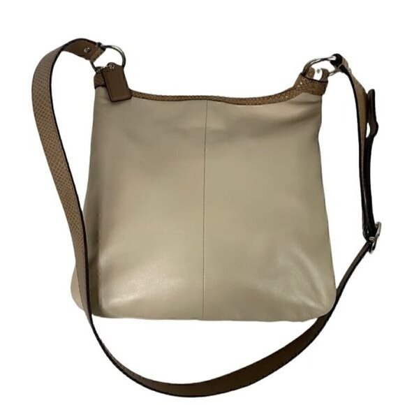 Coach Penelope F16533 Crossbody Bag - Ivory Leather/Tan Snakeskin Embossed Trim - Picture 6 of 13